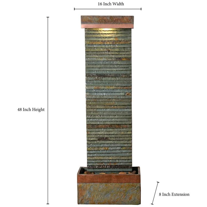 Stave 48" High Slate And Copper Outdoor LED Floor Fountain 6 Stave 48" High Slate And Copper Outdoor LED Floor Fountain - Image 4