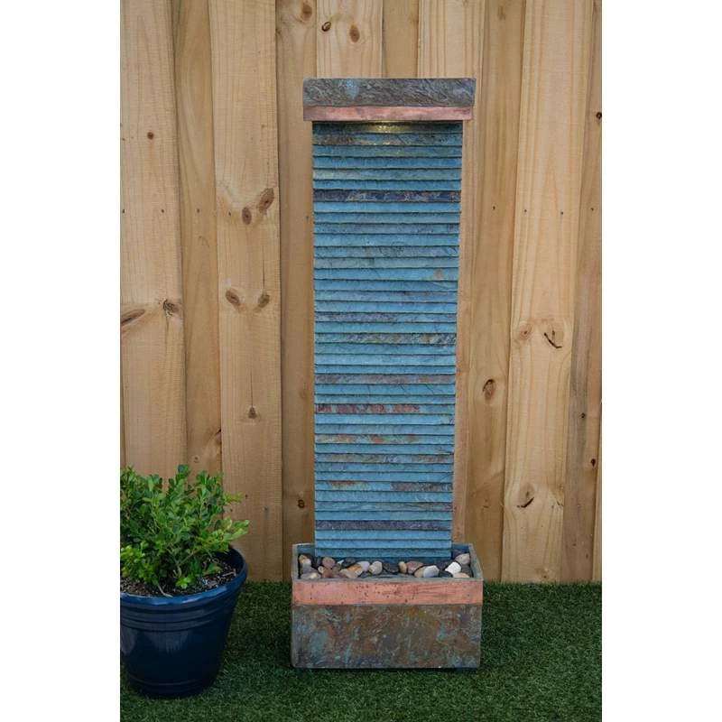 Stave 48" High Slate And Copper Outdoor LED Floor Fountain 7 Stave 48" High Slate And Copper Outdoor LED Floor Fountain - Image 5