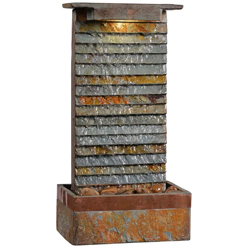 Stave Slate Stone 19" High Rustic Modern Fountain With LED Light 4 Stave Slate Stone 19" High Rustic Modern Fountain With LED Light - Image 2