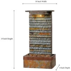 Stave Slate Stone 19" High Rustic Modern Fountain With LED Light 10 Stave Slate Stone 19" High Rustic Modern Fountain With LED Light -Golden Lighting Shop stave slate stone 19 inch high rustic modern fountain with led light 66h99views1