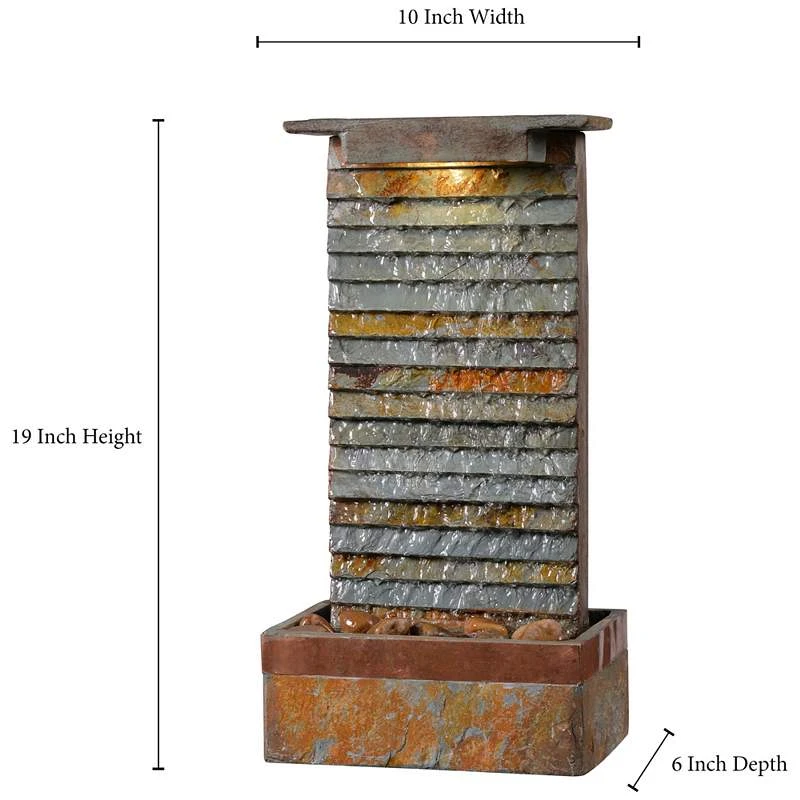 Stave Slate Stone 19" High Rustic Modern Fountain With LED Light 5 Stave Slate Stone 19" High Rustic Modern Fountain With LED Light - Image 3