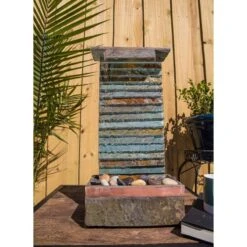 Stave Slate Stone 19" High Rustic Modern Fountain With LED Light 12 Stave Slate Stone 19" High Rustic Modern Fountain With LED Light -Golden Lighting Shop stave slate stone 19 inch high rustic modern fountain with led light 66h99views3