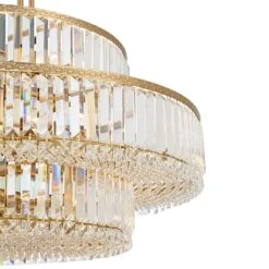 Stiffel Ella 32 1/2" Soft Gold And Crystal 16-Light Three-Tier Pendant -Golden Lighting Shop stiffel ella 32 and one half inch soft gold and crystal 16 light three tier pendant 033f0views1