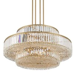 Stiffel Ella 32 1/2" Soft Gold And Crystal 16-Light Three-Tier Pendant -Golden Lighting Shop stiffel ella 32 and one half inch soft gold and crystal 16 light three tier pendant 033f0views3