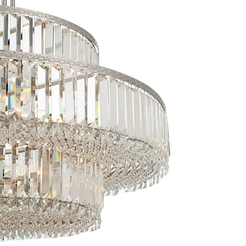 Stiffel Ella 32 1/2"Wide Nickel Crystal 16-Light Three-Tier Pendant 5 Stiffel Ella 32 1/2"Wide Nickel Crystal 16-Light Three-Tier Pendant - Image 3