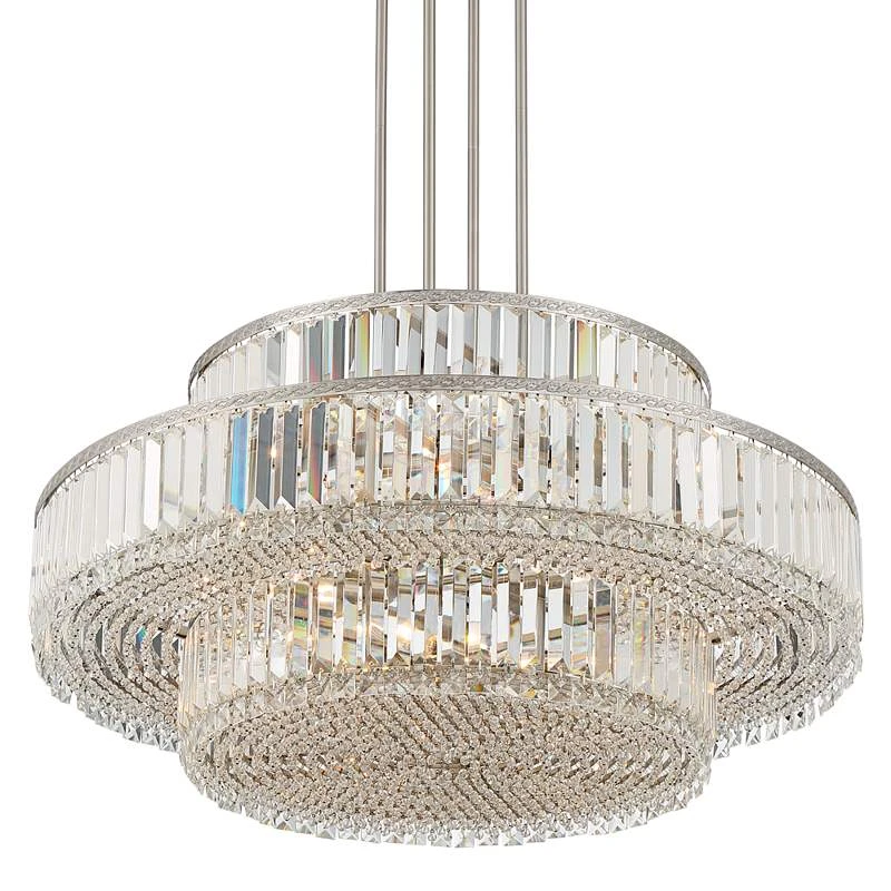 Stiffel Ella 32 1/2"Wide Nickel Crystal 16-Light Three-Tier Pendant 7 Stiffel Ella 32 1/2"Wide Nickel Crystal 16-Light Three-Tier Pendant - Image 5