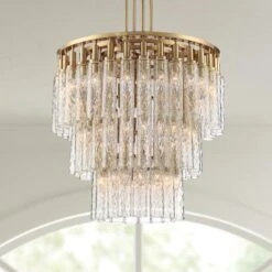 Stiffel Florio 32" Wide 72-Light 3-Tier Cluster Warm Gold Chandelier