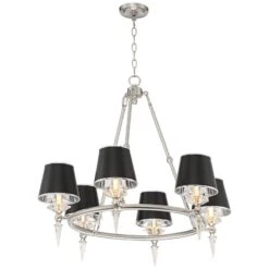 Stiffel Manhattan 30"W Brushed Nickel And Black 6-Light Chandelier -Golden Lighting Shop stiffel manhattan 30 inchw brushed nickel and black 6 light chandelier 78w97views5