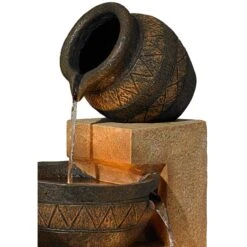 Stoneware Bowl And Jar 46" Indoor-Outdoor Rustic Fountain With Light -Golden Lighting Shop stoneware bowl and jar 46 inch indoor outdoor rustic fountain with light v7841views1