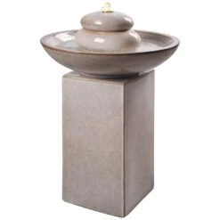 Stonewell 29" High Ivory Ceramic LED Outdoor Floor Fountain -Golden Lighting Shop stonewell 29 inch high ivory ceramic led outdoor floor fountain 78f06