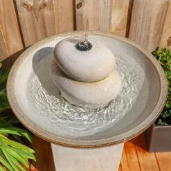 Stonewell 29" High Ivory Ceramic LED Outdoor Floor Fountain -Golden Lighting Shop stonewell 29 inch high ivory ceramic led outdoor floor fountain 78f06views1