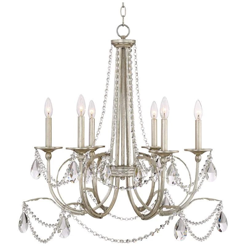 Strand 28" Wide Silver Leaf 6-Light Chandelier 4 Strand 28" Wide Silver Leaf 6-Light Chandelier - Image 2