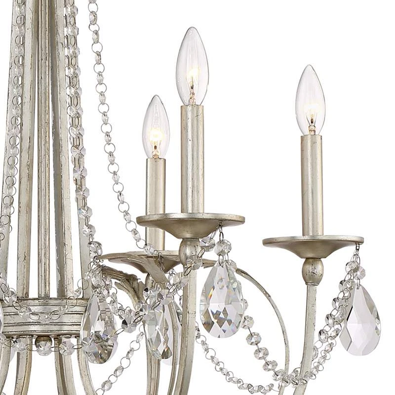 Strand 28" Wide Silver Leaf 6-Light Chandelier 5 Strand 28" Wide Silver Leaf 6-Light Chandelier - Image 3