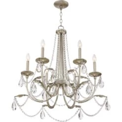 Strand 28" Wide Silver Leaf 6-Light Chandelier 11 Strand 28" Wide Silver Leaf 6-Light Chandelier -Golden Lighting Shop strand 28 inch wide silver leaf 6 light chandelier 9h382views2