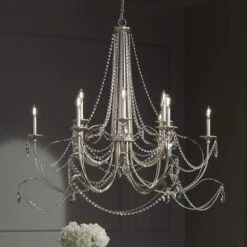 Strand 46" Wide Silver Leaf 12-Light Chandelier