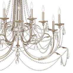 Strand 46" Wide Silver Leaf 12-Light Chandelier -Golden Lighting Shop strand 46 inch wide silver leaf 12 light chandelier 9h385views1