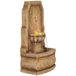 Sun Villa Faux Stone 37"H Outdoor Fountain With LED Lights -Golden Lighting Shop sun villa faux stone 37 inchh outdoor fountain with led lights 59913views3