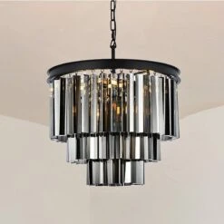 Sydney 9-Light Matte Black 20"W Clear Crystal Pendant Chandelier