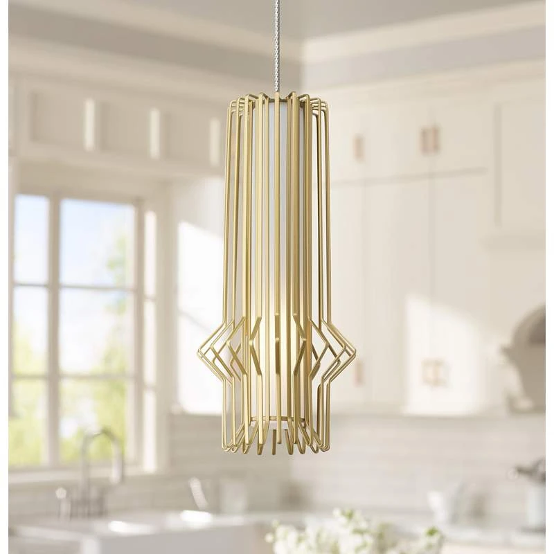 Syrma 5" Wide Satin Gold LED Freejack Mini Pendant Light 3 Syrma 5" Wide Satin Gold LED Freejack Mini Pendant Light