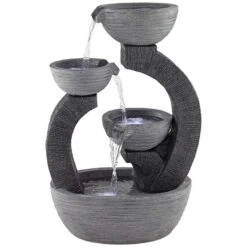 Three Cup 31 1/2" High Gray LED Cascading Floor Fountain -Golden Lighting Shop three cup 31 and one half inch high gray led cascading floor fountain 79r56
