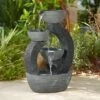 Three Cup 31 1/2" High Gray LED Cascading Floor Fountain -Golden Lighting Shop three cup 31 and one half inch high gray led cascading floor fountain 79r56cropped