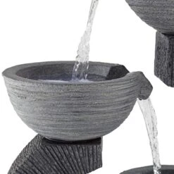 Three Cup 31 1/2" High Gray LED Cascading Floor Fountain -Golden Lighting Shop three cup 31 and one half inch high gray led cascading floor fountain 79r56views1
