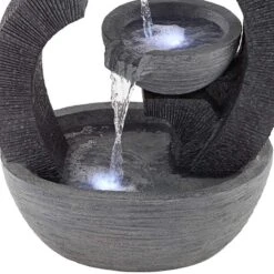 Three Cup 31 1/2" High Gray LED Cascading Floor Fountain -Golden Lighting Shop three cup 31 and one half inch high gray led cascading floor fountain 79r56views3