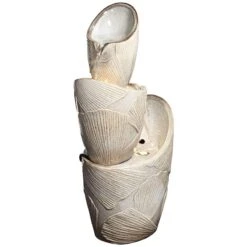 Three Urn With Leaves 30" High LED Cascading Floor Fountain -Golden Lighting Shop three urn with leaves 30 inch high led cascading floor fountain 79p99views4