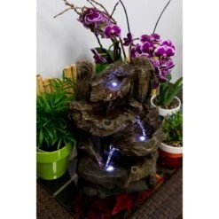 Alpine Tiered Log LED Indoor - Outdoor 14" High Tabletop Fountain -Golden Lighting Shop tiered log led indoor outdoor 14 inch high tabletop fountain 6y233views1