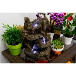 Alpine Tiered Log LED Indoor - Outdoor 14" High Tabletop Fountain -Golden Lighting Shop tiered log led indoor outdoor 14 inch high tabletop fountain 6y233views2