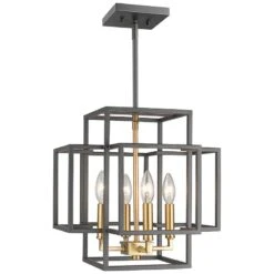 Titania 14" Wide Bronze And Olde Brass 4-Light Pendant -Golden Lighting Shop titania 14 inch wide bronze and olde brass 4 light pendant 95v66