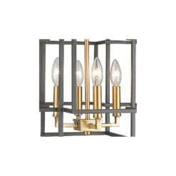 Titania 14" Wide Bronze And Olde Brass 4-Light Pendant -Golden Lighting Shop titania 14 inch wide bronze and olde brass 4 light pendant 95v66views1