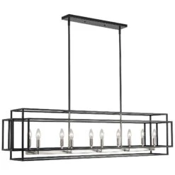 Titania 54" Black And Nickel 10-Light Linear Kitchen Island Pendant -Golden Lighting Shop titania 54 inch black and nickel 10 light linear kitchen island pendant 95v70