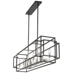 Titania 54" Black And Nickel 10-Light Linear Kitchen Island Pendant -Golden Lighting Shop titania 54 inch black and nickel 10 light linear kitchen island pendant 95v70views3