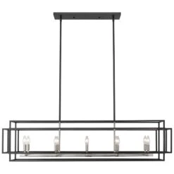 Titania 54" Black And Nickel 10-Light Linear Kitchen Island Pendant -Golden Lighting Shop titania 54 inch black and nickel 10 light linear kitchen island pendant 95v70views4