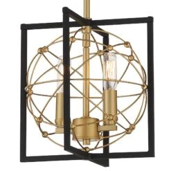 Titans Trace 10"W Sand Coal And Honey Gold 2-Light Mini Pendant -Golden Lighting Shop titans trace 10 inchw sand coal and honey gold 2 light mini pendant 815h1views1