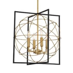 Titans Trace 19"W Sand Coal And Painted Honey Gold 4-Light Pendant -Golden Lighting Shop titans trace 19 inchw sand coal and painted honey gold 4 light pendant 816h1views1