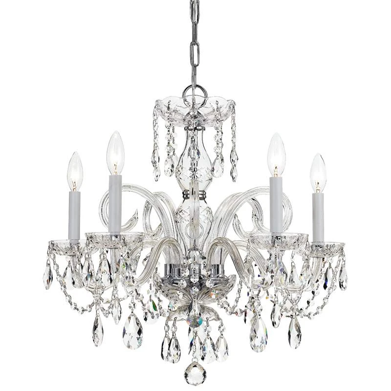 Traditional Crystal 22" Wide Chrome 5-Light Chandelier 4 Traditional Crystal 22" Wide Chrome 5-Light Chandelier - Image 2