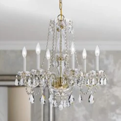 Traditional Crystal 23"W Polished Brass 6-Light Chandelier