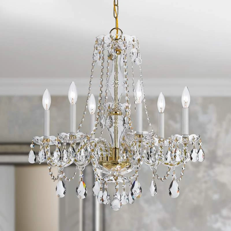 Traditional Crystal 23"W Polished Brass 6-Light Chandelier 3 Traditional Crystal 23"W Polished Brass 6-Light Chandelier