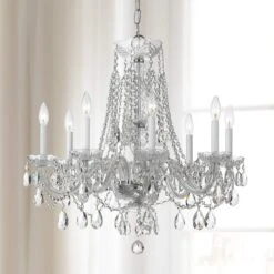 Traditional Crystal 26"W Polished Chrome 8-Light Chandelier