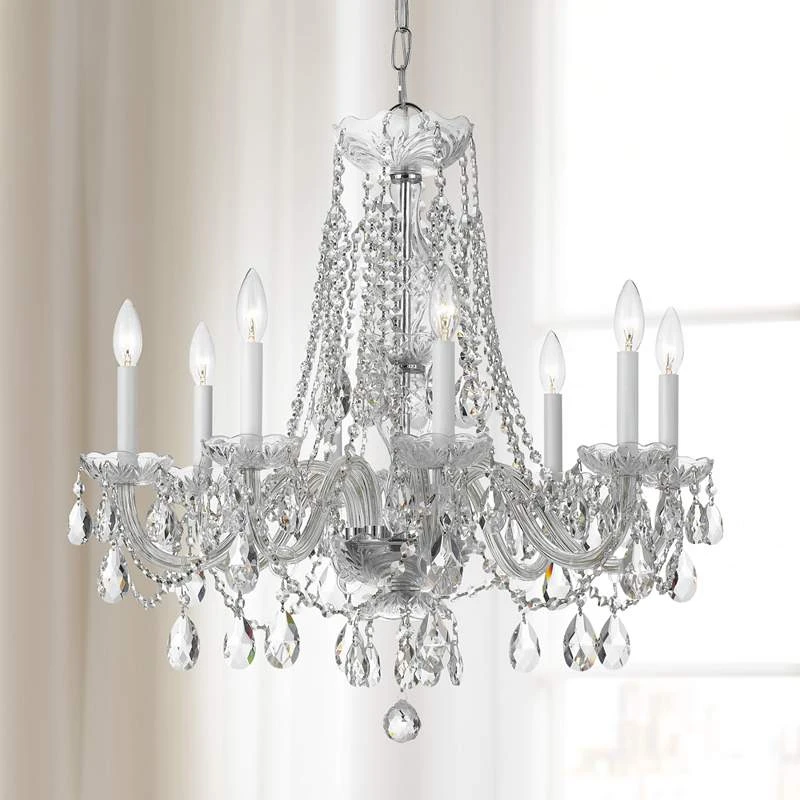 Traditional Crystal 26"W Polished Chrome 8-Light Chandelier 3 Traditional Crystal 26"W Polished Chrome 8-Light Chandelier