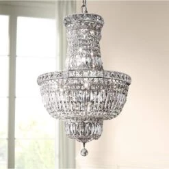 Tranquil 18" Wide Chrome And Clear Crystal 3-Tier Chandelier
