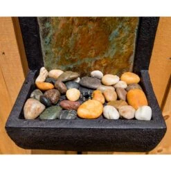 Triptych 37" Natural Slate Modern Wall Fountain With Light -Golden Lighting Shop triptych 37 inch natural slate modern wall fountain with light 66h84views2