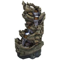 Alpine Trunk Waterfall 47" High 5-Tier Outdoor LED Floor Fountain