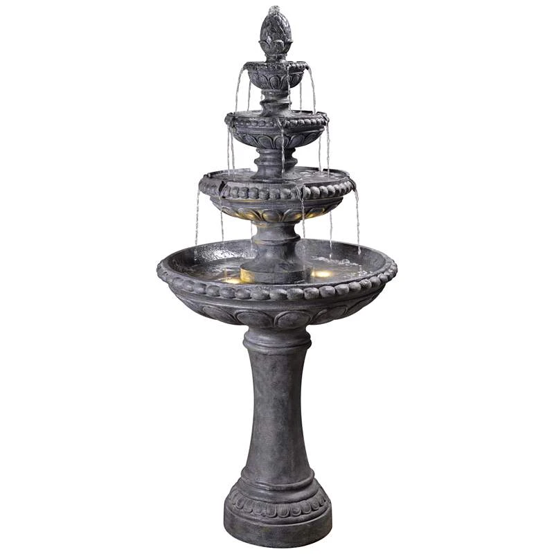 Tucson 65" High Zinc 4-Tier Outdoor LED Floor Fountain 3 Tucson 65" High Zinc 4-Tier Outdoor LED Floor Fountain