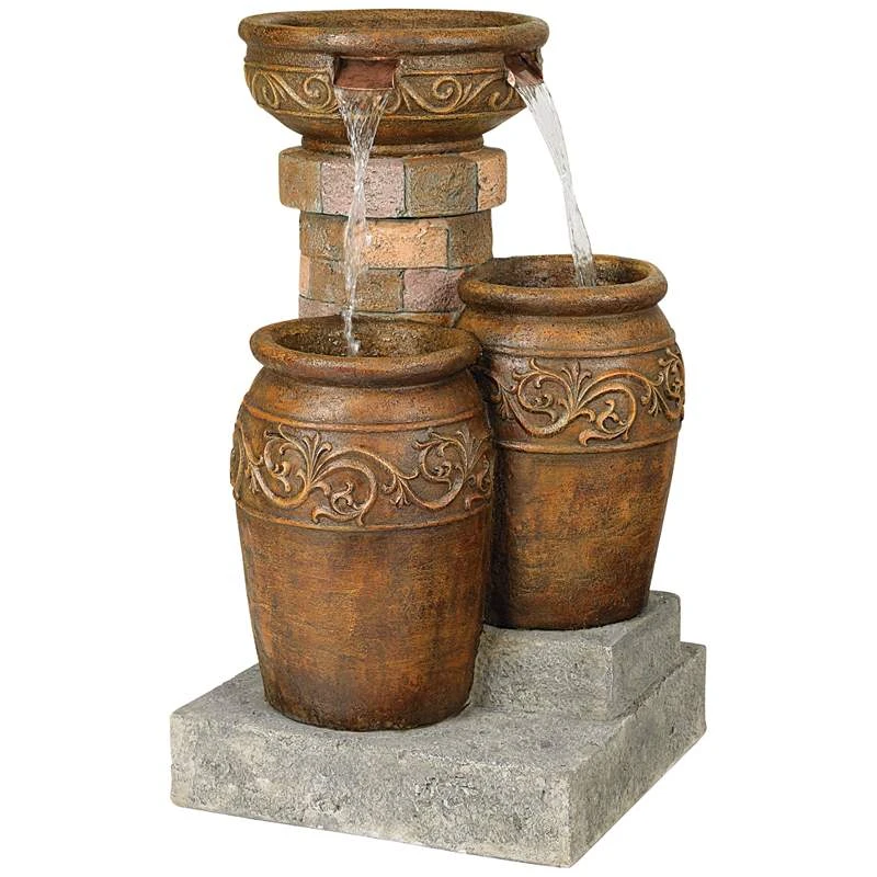 Tuscan Faux Stone 31 1/2" High LED Floor Patio Fountain 5 Tuscan Faux Stone 31 1/2" High LED Floor Patio Fountain - Image 3