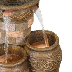 Tuscan Faux Stone 31 1/2" High LED Floor Patio Fountain 10 Tuscan Faux Stone 31 1/2" High LED Floor Patio Fountain -Golden Lighting Shop tuscan faux stone 31 and one half inch high led floor patio fountain 55499views1