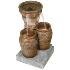 Tuscan Faux Stone 31 1/2" High LED Floor Patio Fountain 11 Tuscan Faux Stone 31 1/2" High LED Floor Patio Fountain -Golden Lighting Shop tuscan faux stone 31 and one half inch high led floor patio fountain 55499views2