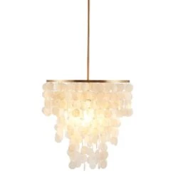 Urban Habitat Isla 21" Wide Gold And White Shell Pendant Light -Golden Lighting Shop urban habitat isla 21 inch wide gold and white shell pendant light 376d2views3